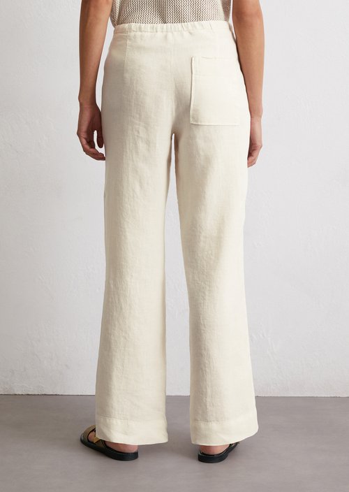Linen joggpants straight — Beige