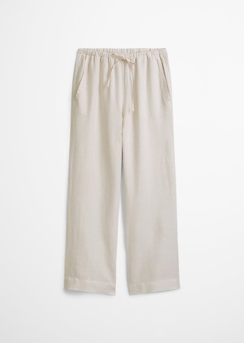 Linen joggpants straight — Beige