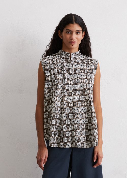 Sleeveless print blouse flared — MF68
