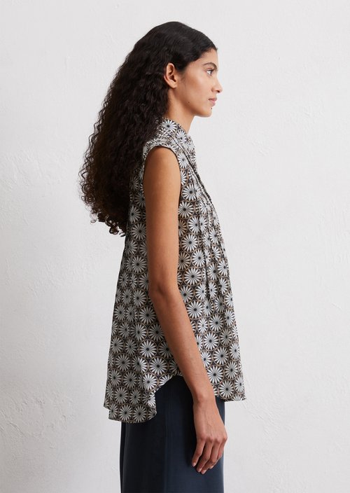 Sleeveless print blouse flared — MF68