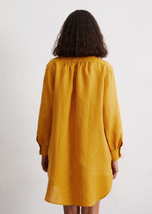 Relaxed linen dress — Yellow