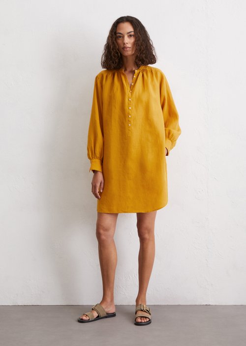 Relaxed linen dress — Yellow