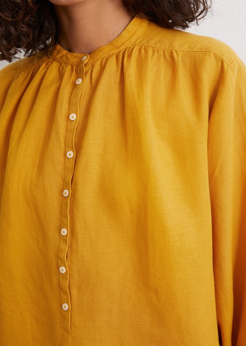 Relaxed linen dress — Yellow