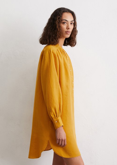 Relaxed linen dress — Yellow