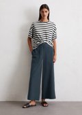 Culotte wide cropped made from TENCEL™ Lyocell-linen mix - blue