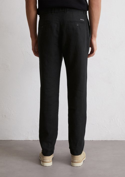 Linen pants model Osby jogger pleats — Black