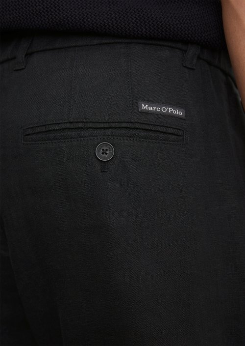 Linen pants model Osby jogger pleats — Black