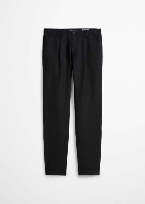 Linen pants model Osby jogger pleats — Black