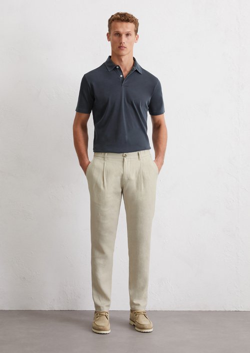 Short sleeve jersey polo shirt in a regular fit — Dark blue