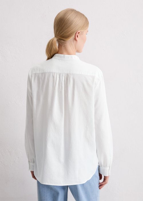 Stand up collar blouse relaxed — White