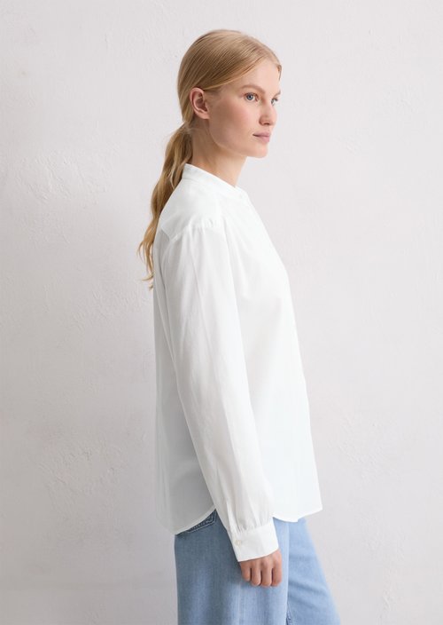 Stand up collar blouse relaxed — White