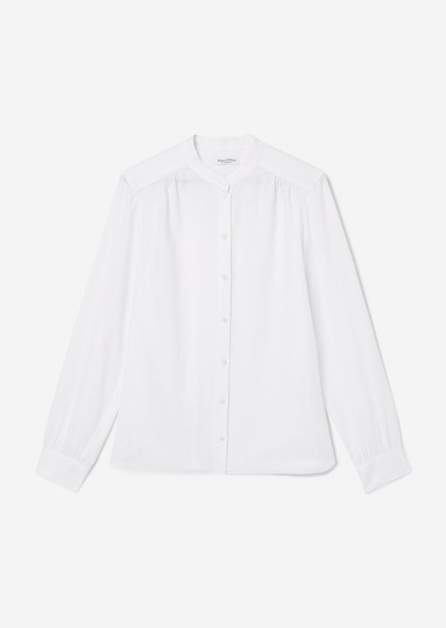 Stand up collar blouse relaxed — White