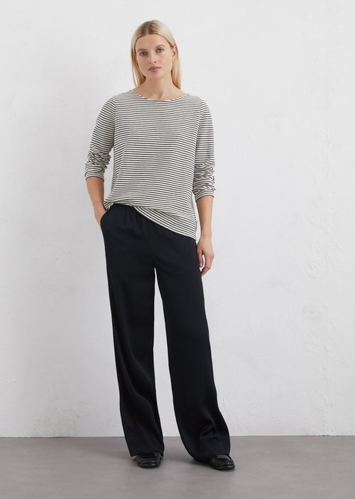 Satin trousers relaxed — Dark blue