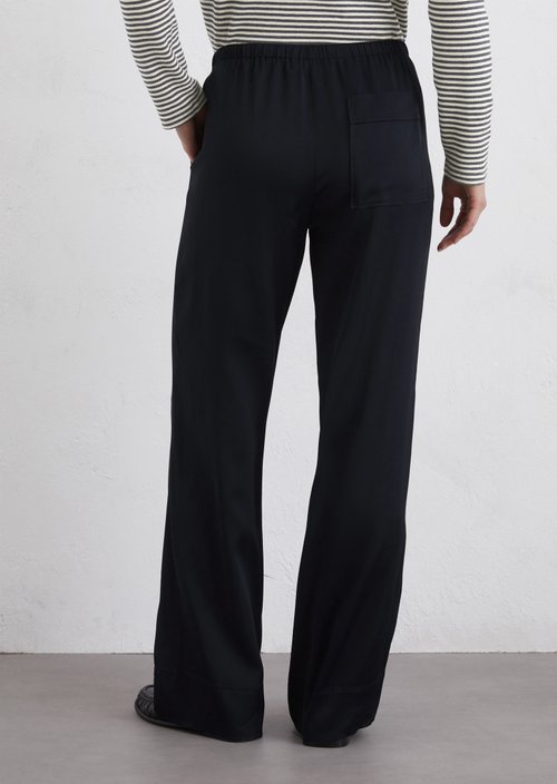 Satin trousers relaxed — Dark blue