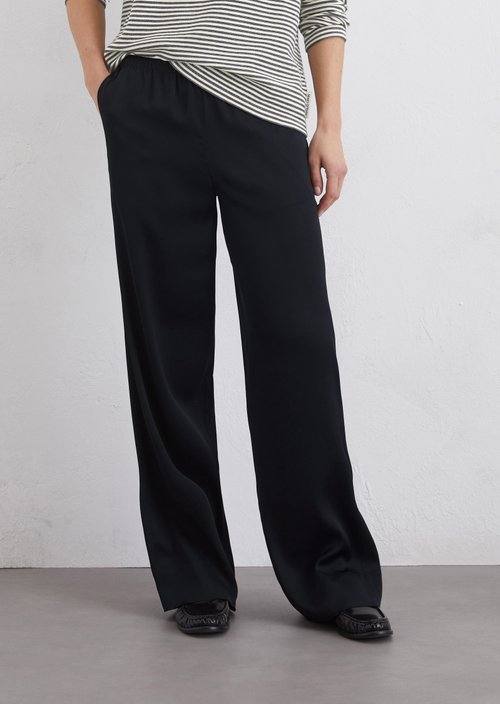Satin trousers relaxed — Dark blue