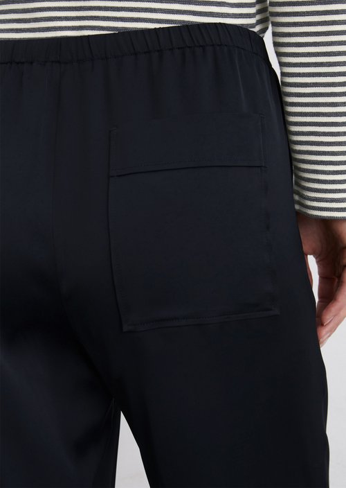 Satin trousers relaxed — Dark blue
