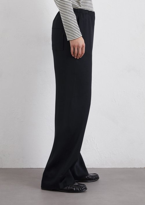 Satin trousers relaxed — Dark blue