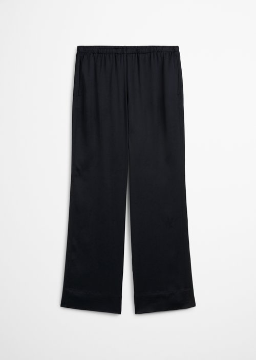 Satin trousers relaxed — Dark blue