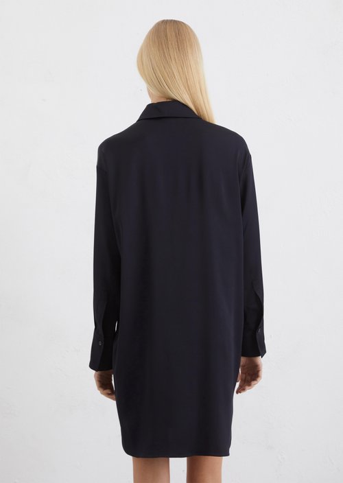 Satin shirt dress regular — Dark blue