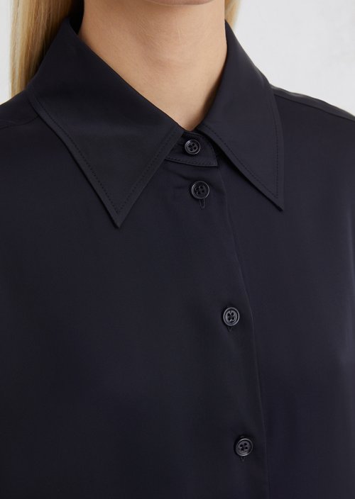 Satin shirt dress regular — Dark blue