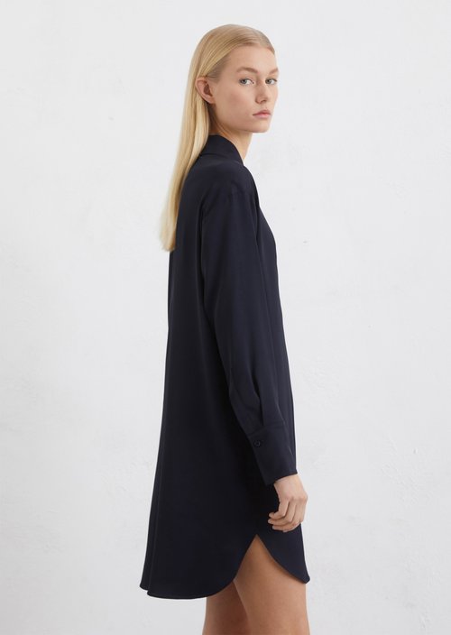 Satin shirt dress regular — Dark blue