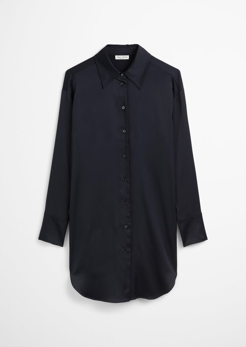 Satin shirt dress regular — Dark blue