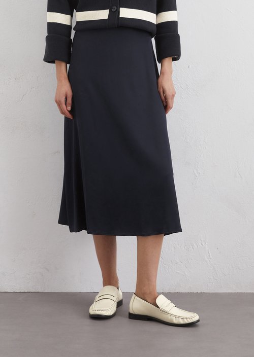 Satin skirt relaxed — Dark blue