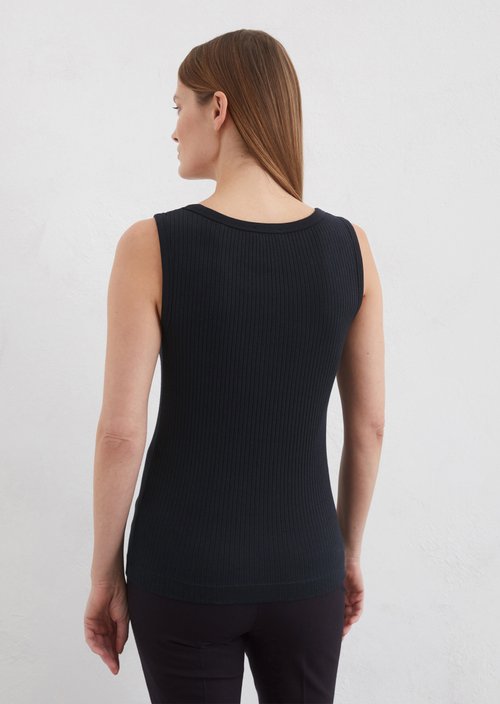 Regular ribbed jersey top — Dark blue