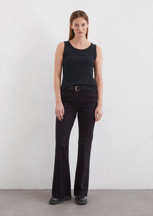 Regular ribbed jersey top — Dark blue