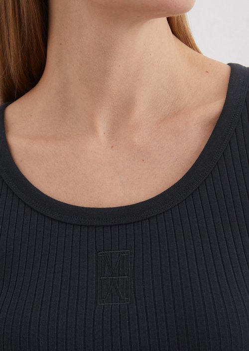 Regular ribbed jersey top — Dark blue