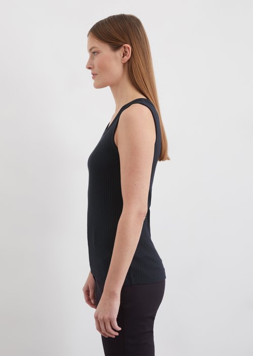 Regular ribbed jersey top — Dark blue