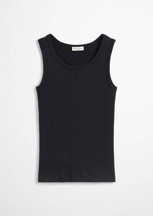 Regular ribbed jersey top — Dark blue