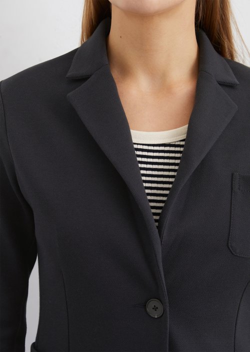 Piqué jersey blazer regular — Dark blue