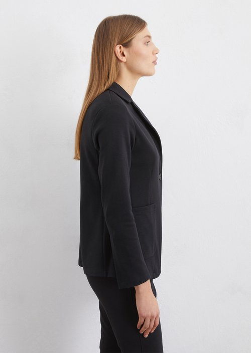 Piqué jersey blazer regular — Dark blue