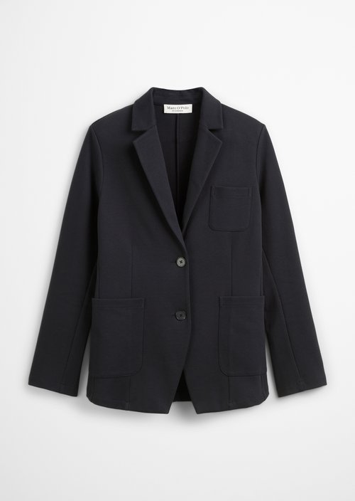 Piqué jersey blazer regular — Dark blue