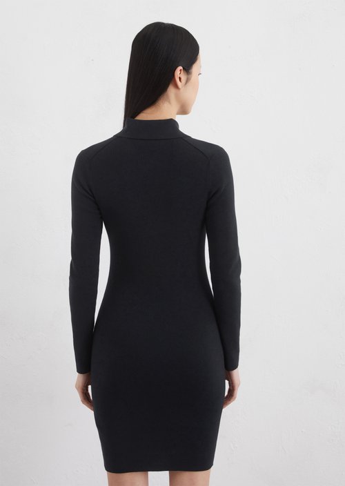 Short polo knit dress slim — Dark blue