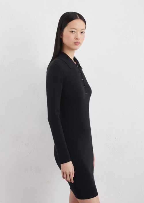 Short polo knit dress slim — Dark blue