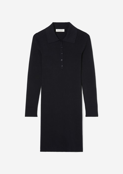 Short polo knit dress slim — Dark blue