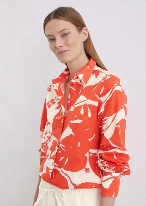 Relaxed print long-sleeved blouse — ME66
