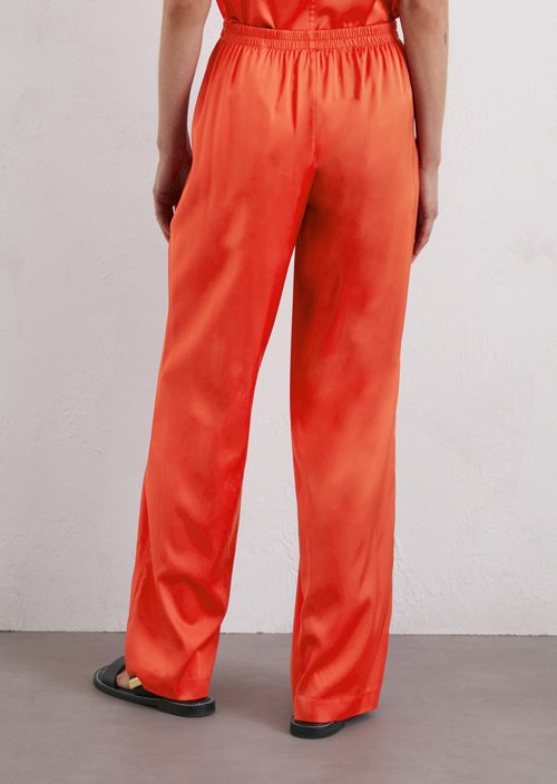 Satin trousers wide — Light red