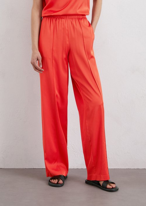 Satin trousers wide — Light red