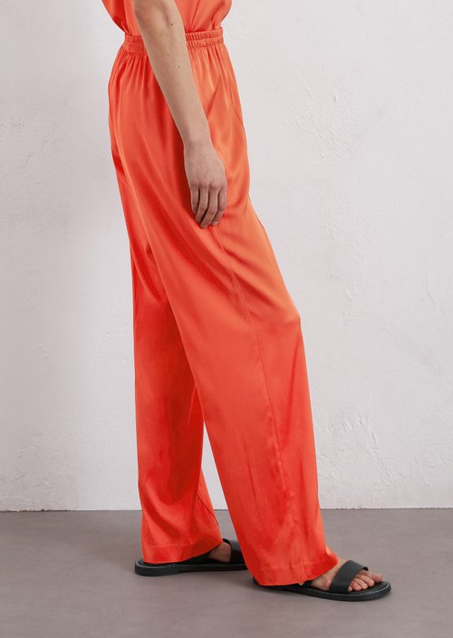 Satin trousers wide — Light red