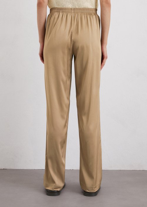 Satin trousers wide — Beige