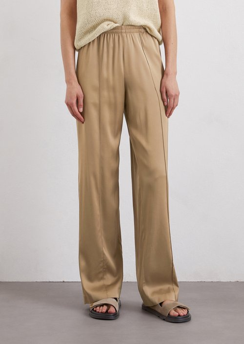 Satin trousers wide — Beige