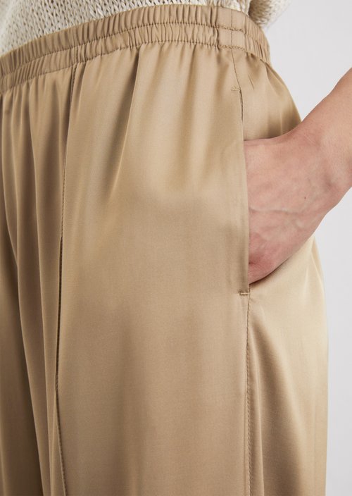 Satin trousers wide — Beige