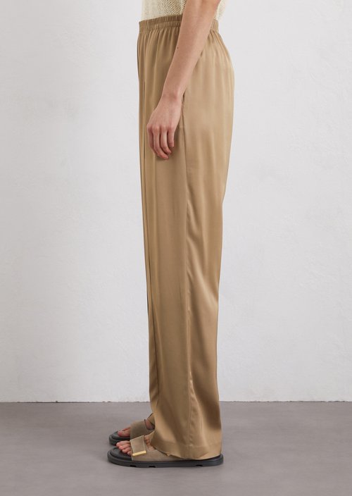 Satin trousers wide — Beige