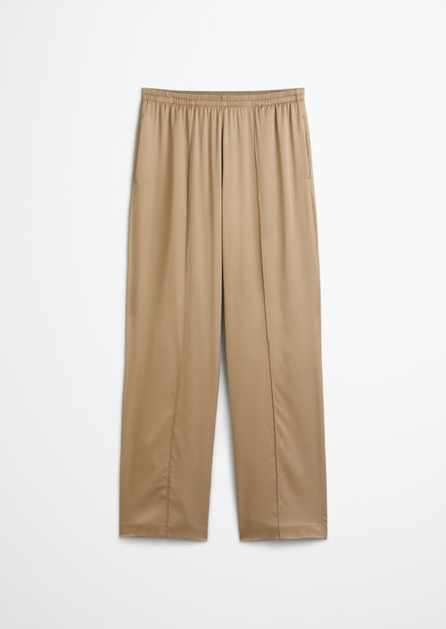 Satin trousers wide — Beige