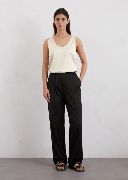 Satin trousers wide — Black