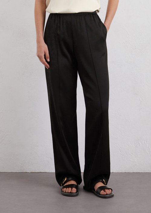 Satin trousers wide — Black