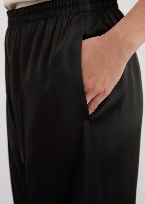Satin trousers wide — Black